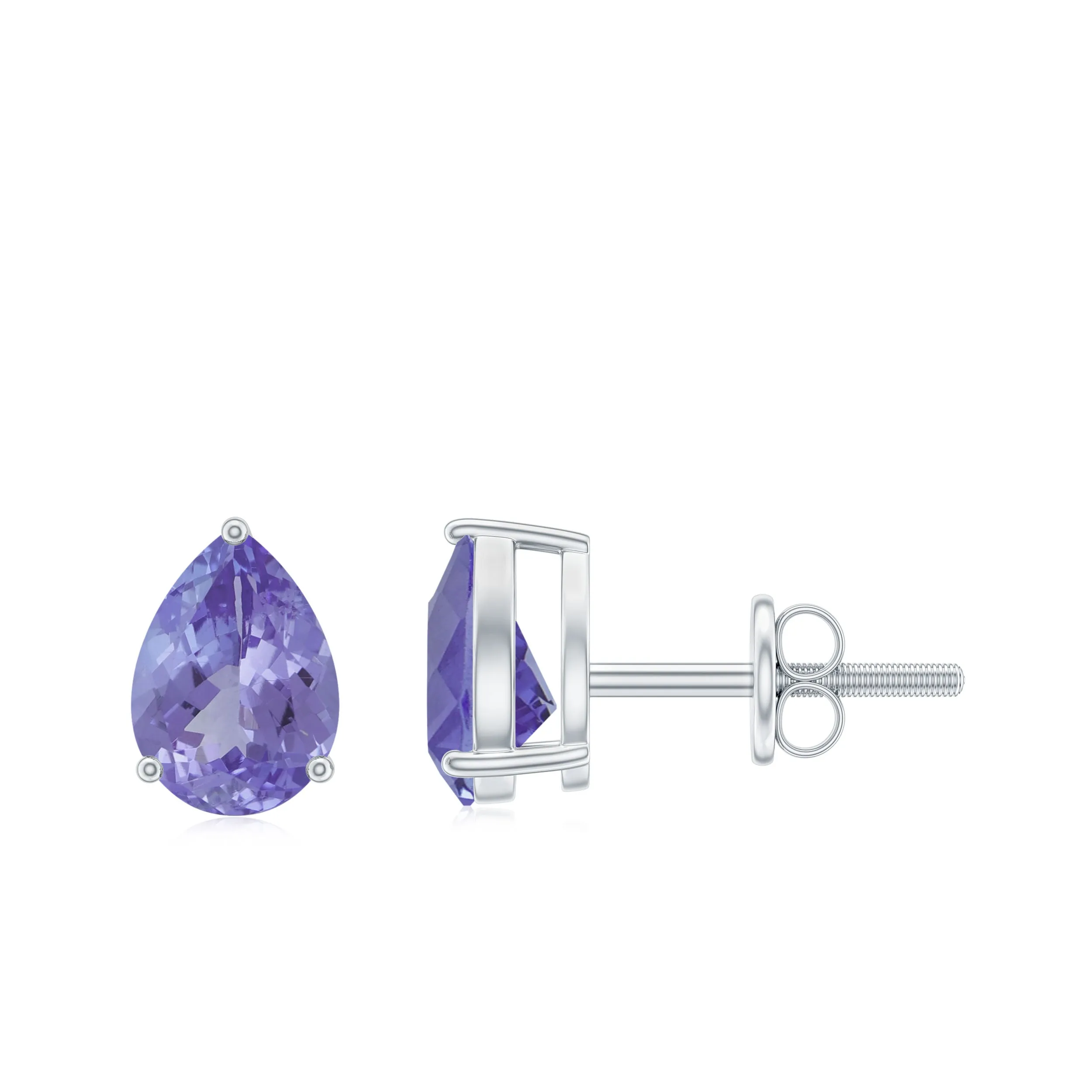 1.75 CT Pear Cut Tanzanite Solitaire Stud Earrings