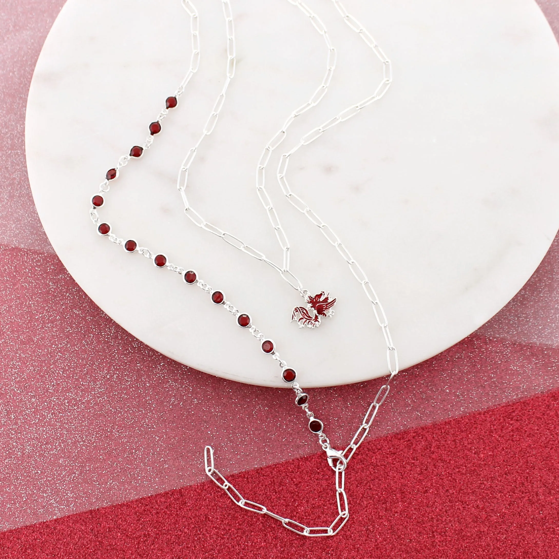 18 - 32” South Carolina Paperclip Chain & Enamel Logo Necklace Set