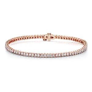 18ct Rose Gold Round Brilliant Diamond Rubover Set Line Bracelet