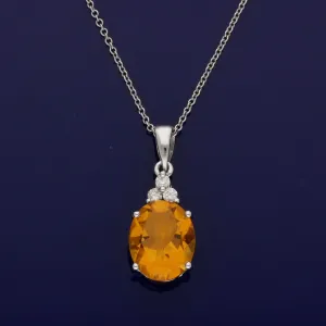 18ct White Gold Citrine and Diamond Necklace