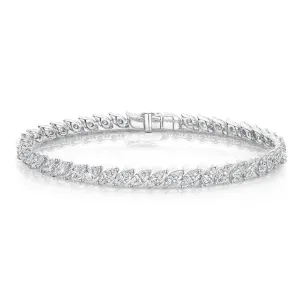 18ct White Gold Marquise Cut Diamond Claw Set Bracelet