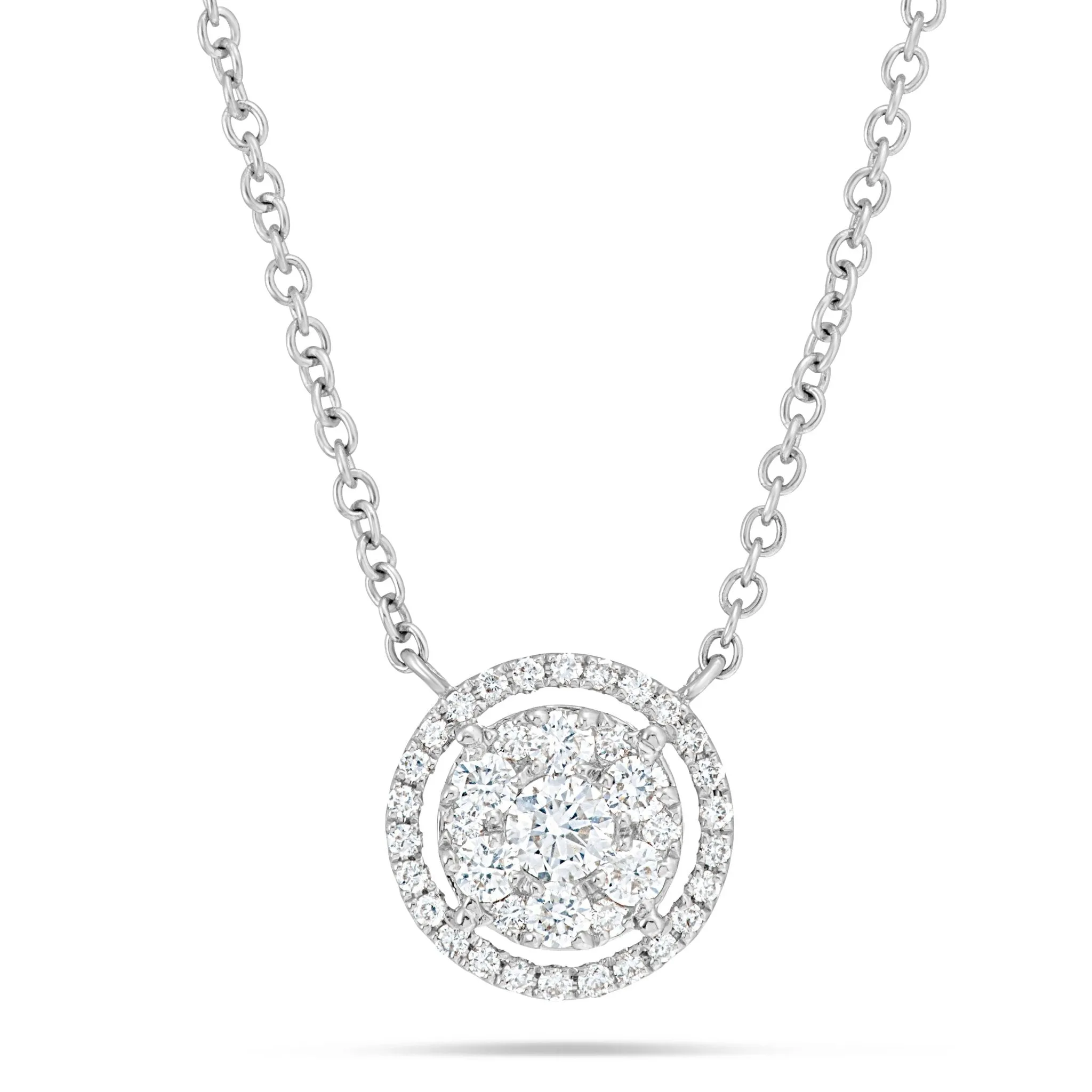 18K Gold 0.40ct Diamond Halo Cluster Necklace