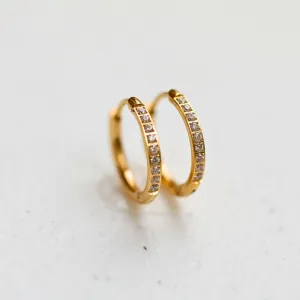 18K Gold-Filled Dainty Zircon Huggie Earrings