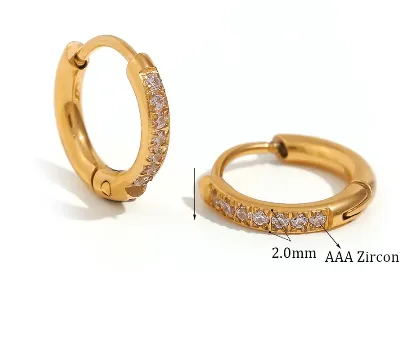 18K Gold-Filled Dainty Zircon Huggie Earrings