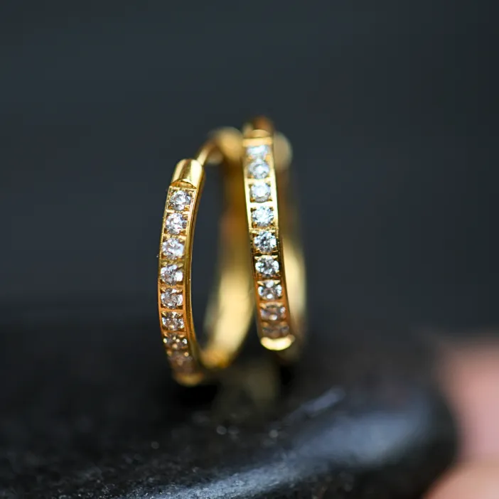 18K Gold-Filled Dainty Zircon Huggie Earrings