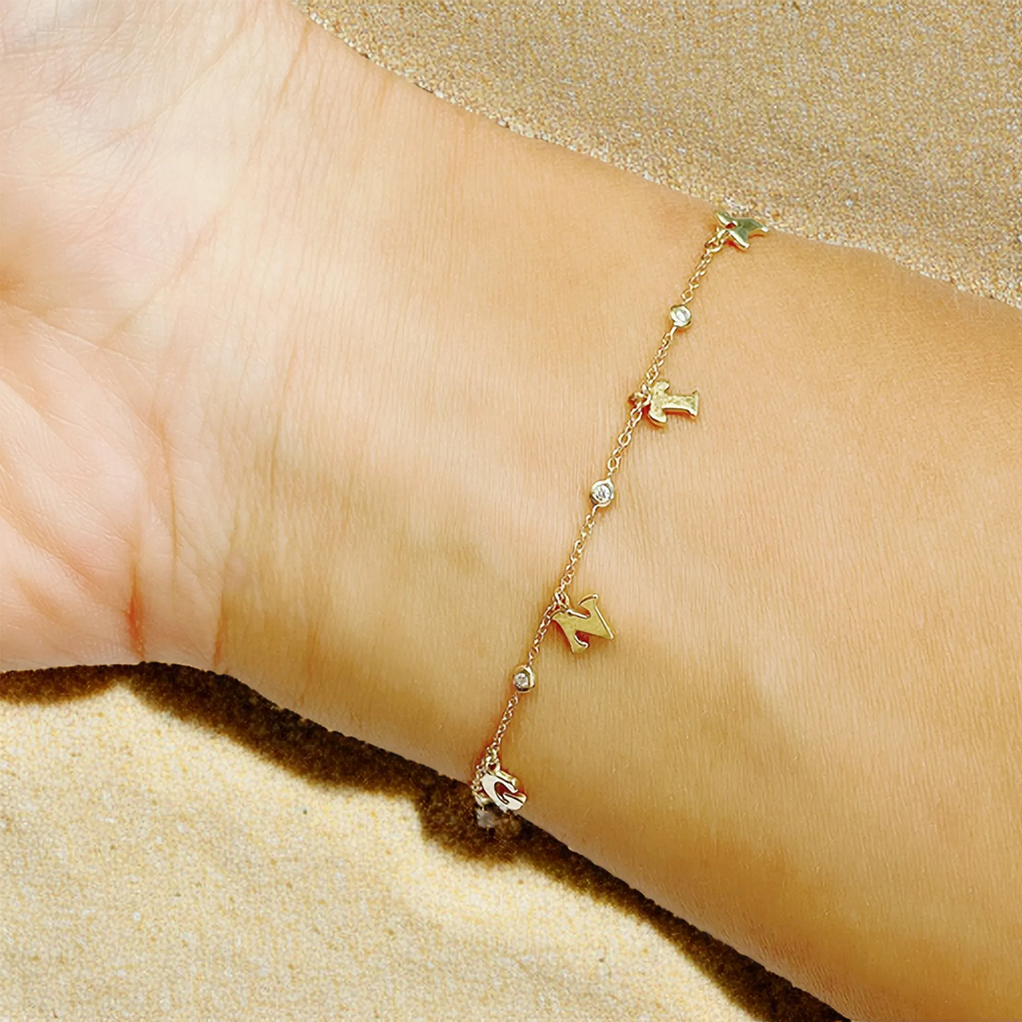 18k Gold Personalized Name (Full Filled) Diamond Bracelet