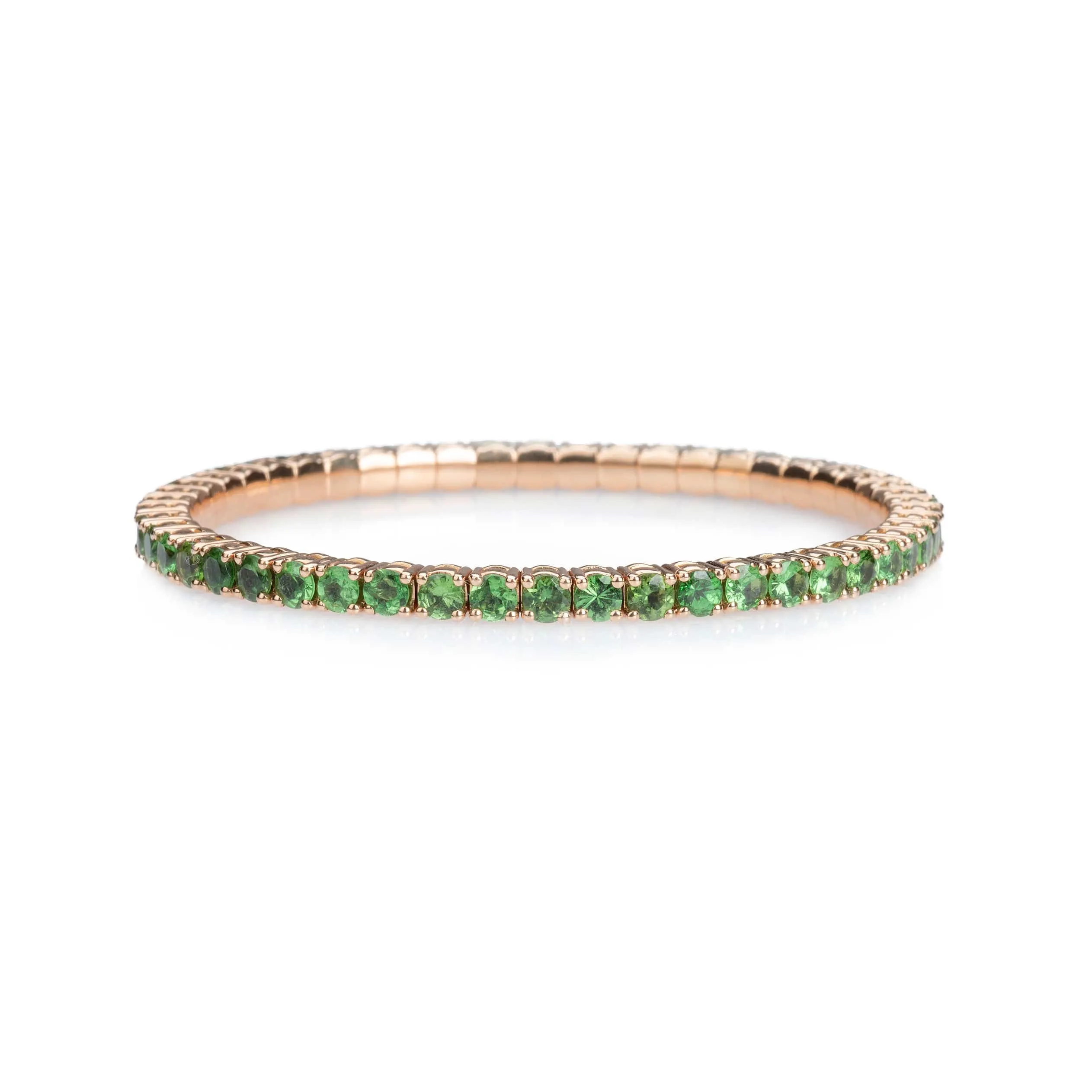 18K Gold Stretch Green Tsavorite Tennis Bracelet, 2.25-8.58 Carats