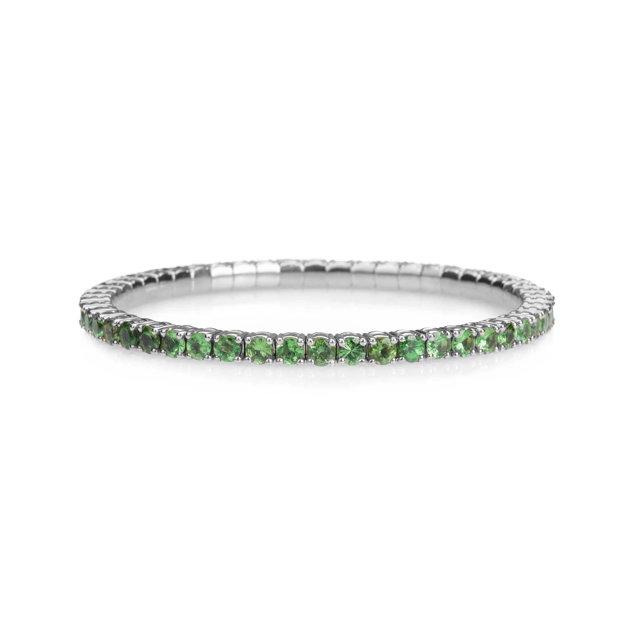 18K Gold Stretch Green Tsavorite Tennis Bracelet, 2.25-8.58 Carats