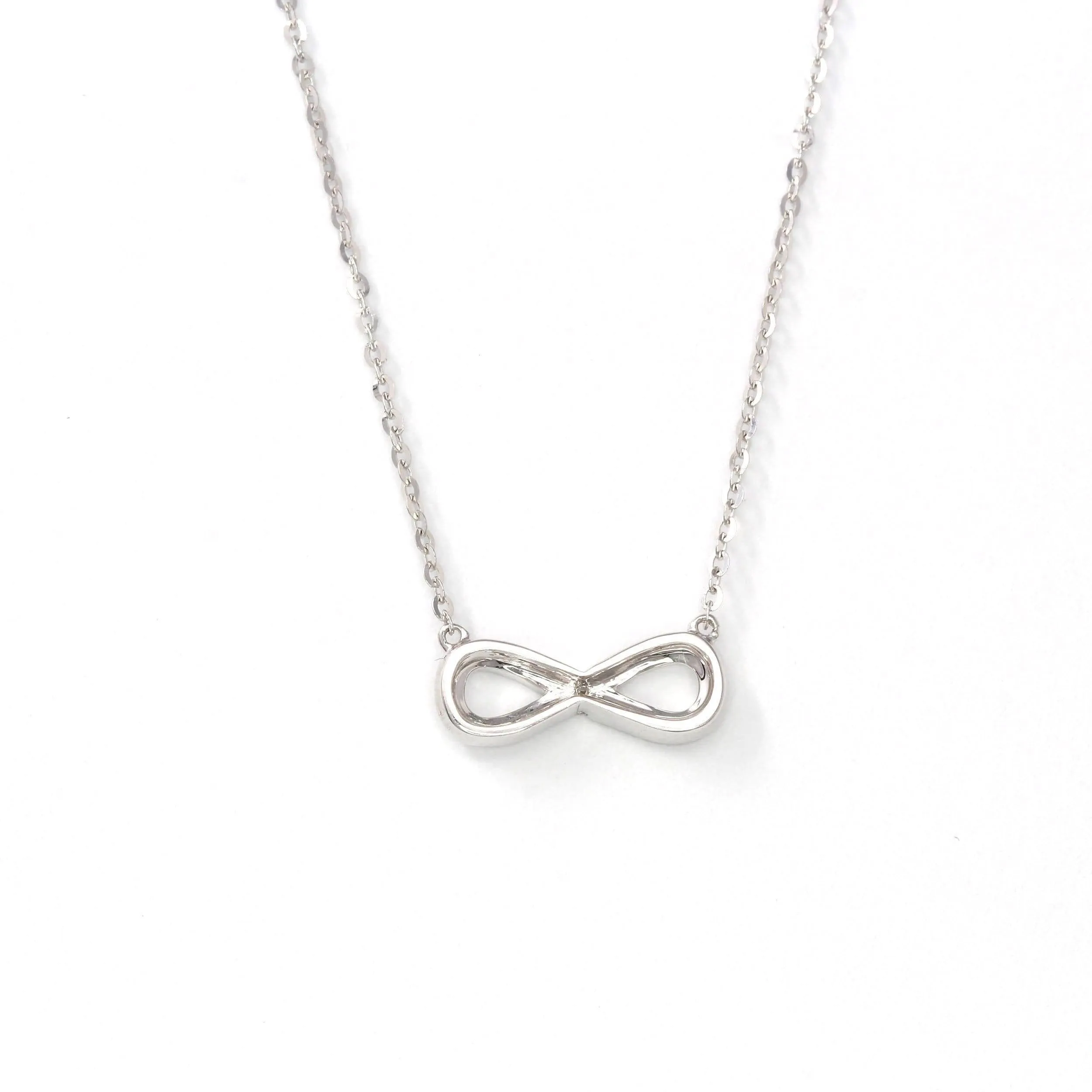 18K White Gold Infinity .03 CTW Diamond Pendant Necklace