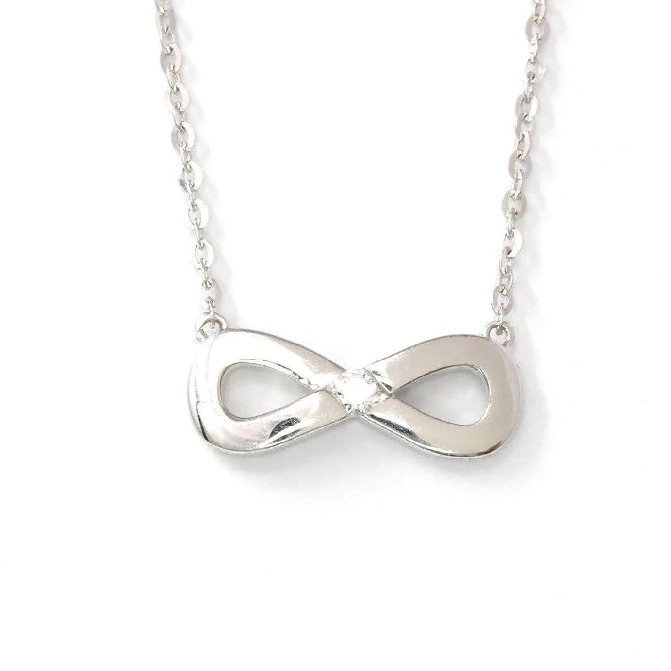 18K White Gold Infinity .03 CTW Diamond Pendant Necklace