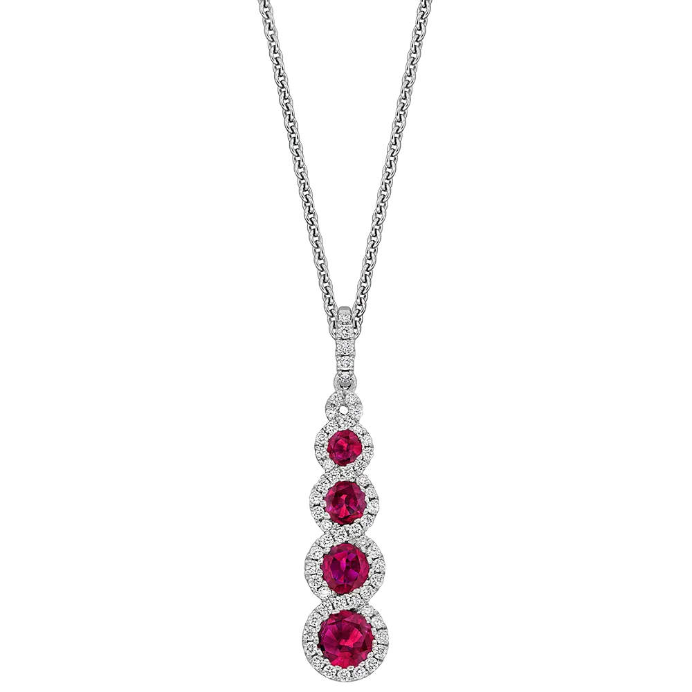 18K White Ruby and Natural Diamond 17 inch Necklace