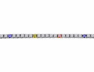 18kt White Gold Diamond Multi-Color Bracelet