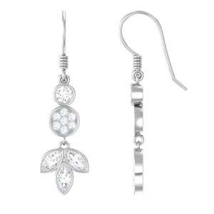 2 CT Marquise and Round Cut Zircon Leaf Dangle Earrings