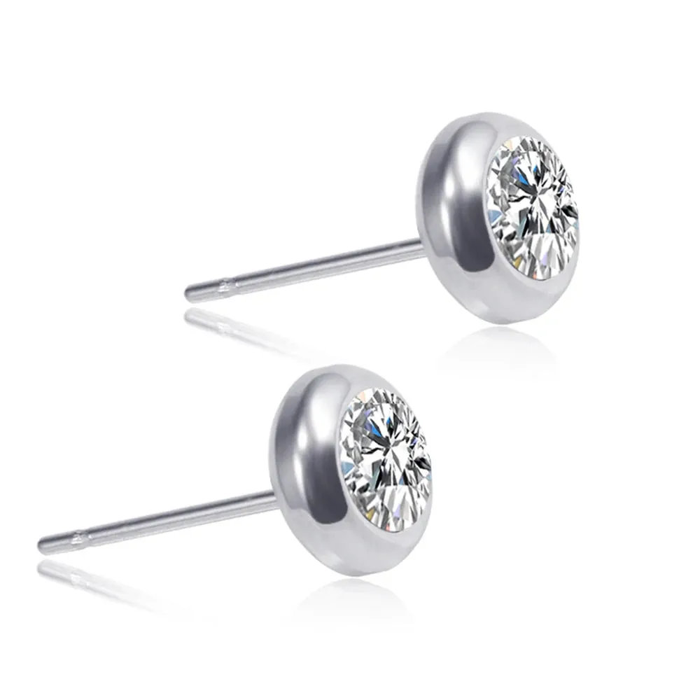 2021 Black Zircon Stainless Steel Stud Earrings – Punk Rock Ear Jewelry Accessories for Women and Men