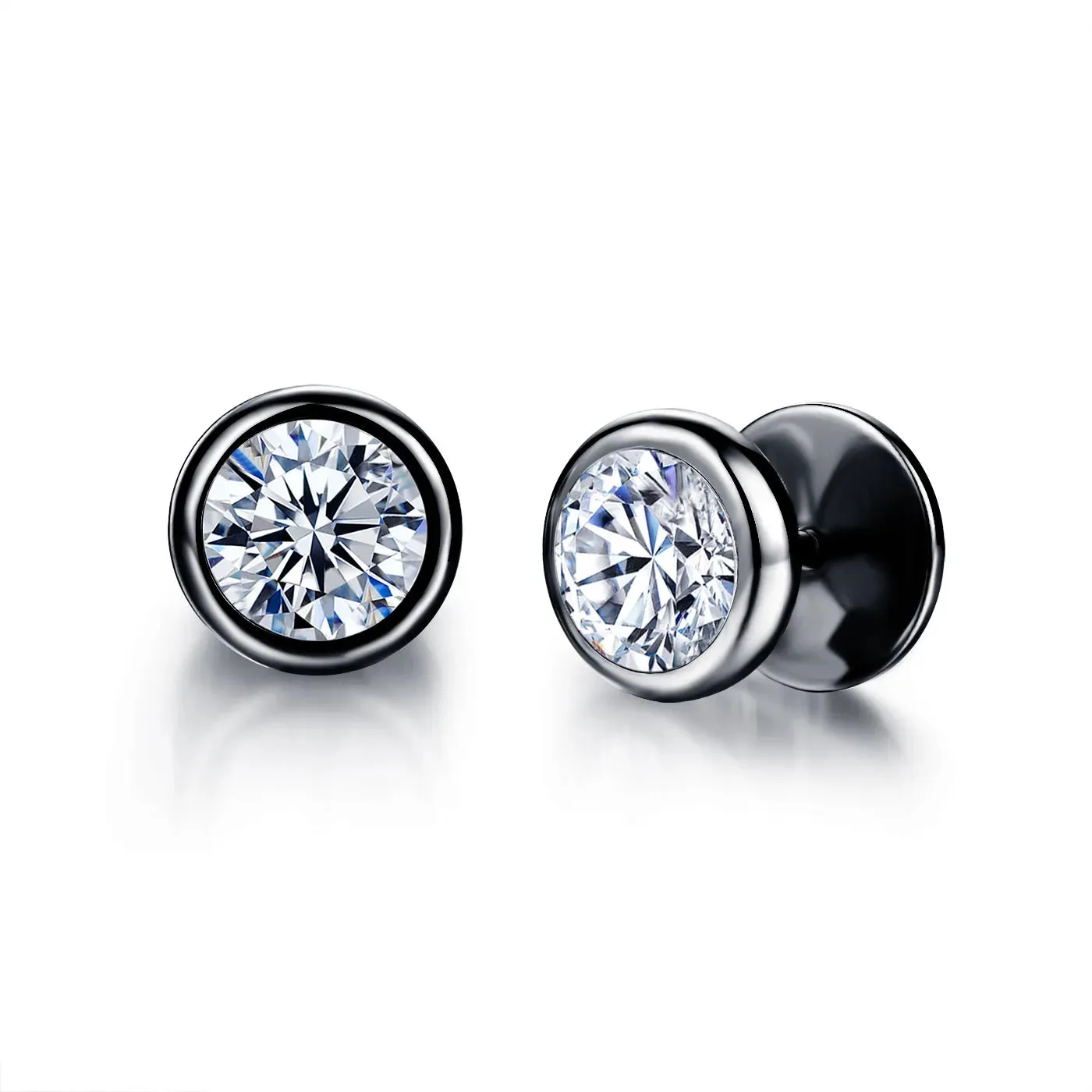 2021 Black Zircon Stainless Steel Stud Earrings – Punk Rock Ear Jewelry Accessories for Women and Men