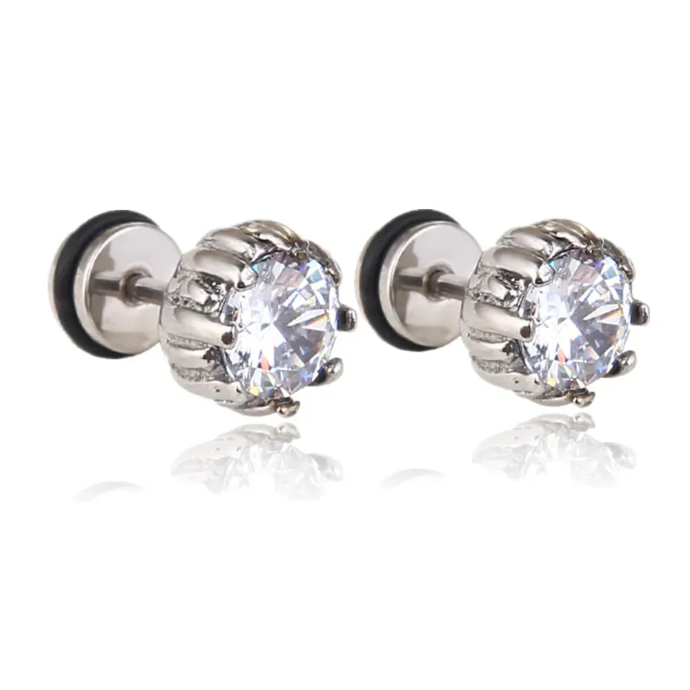 2021 Black Zircon Stainless Steel Stud Earrings – Punk Rock Ear Jewelry Accessories for Women and Men