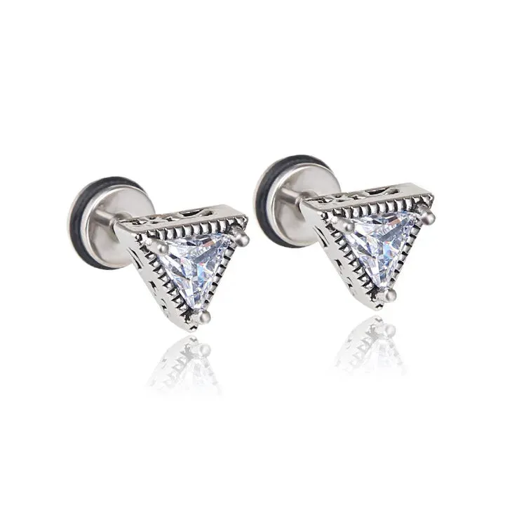 2021 Black Zircon Stainless Steel Stud Earrings – Punk Rock Ear Jewelry Accessories for Women and Men