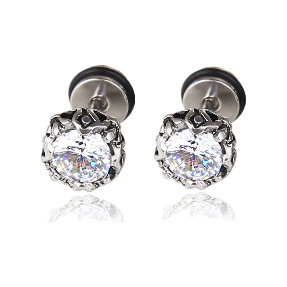 2021 Black Zircon Stainless Steel Stud Earrings – Punk Rock Ear Jewelry Accessories for Women and Men