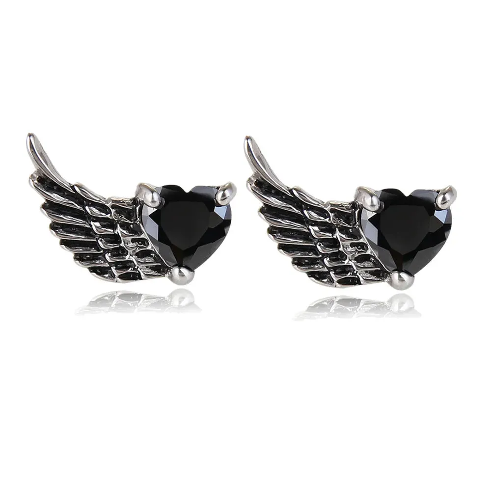 2021 Black Zircon Stainless Steel Stud Earrings – Punk Rock Ear Jewelry Accessories for Women and Men