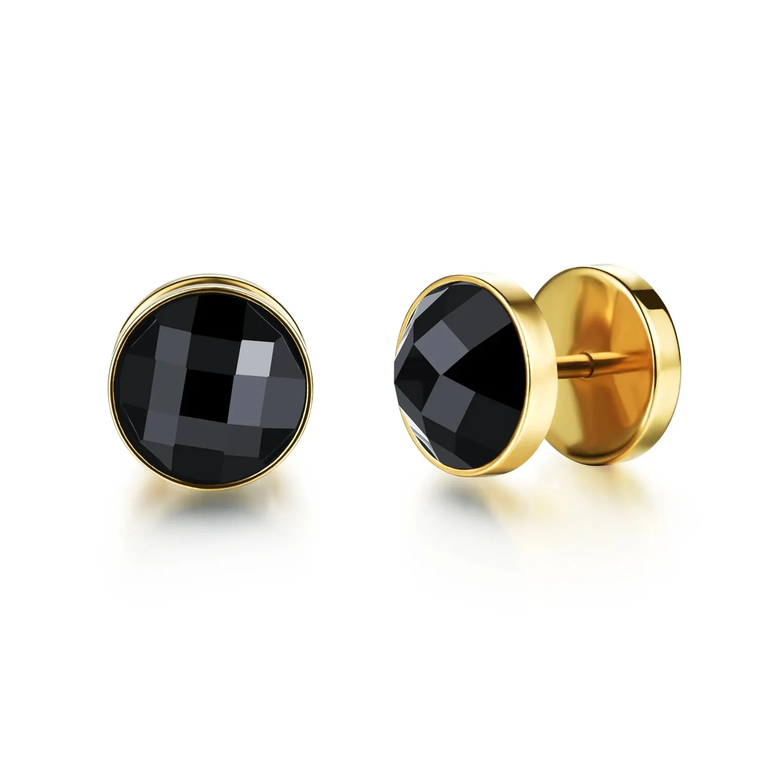 2021 Black Zircon Stainless Steel Stud Earrings – Punk Rock Ear Jewelry Accessories for Women and Men