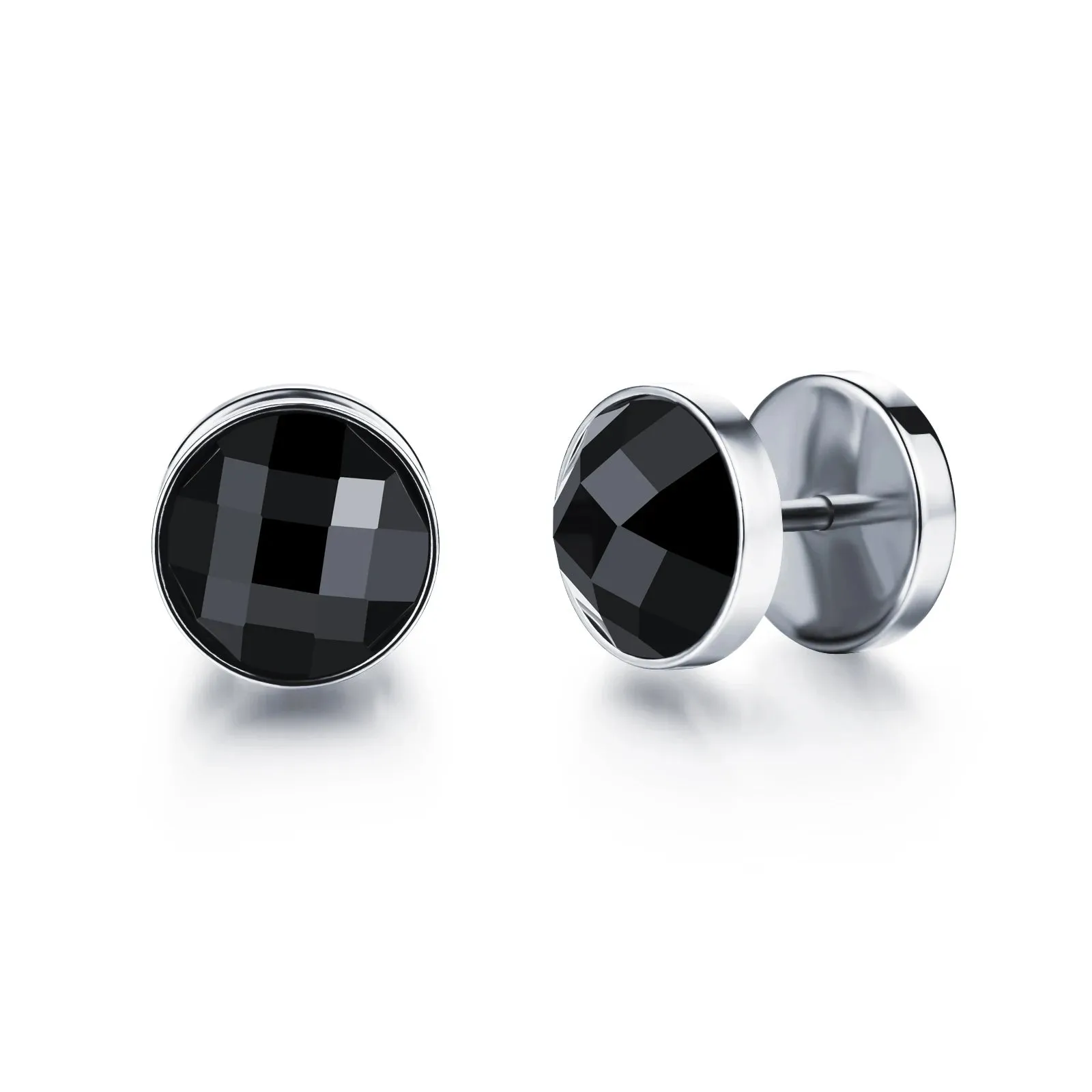 2021 Black Zircon Stainless Steel Stud Earrings – Punk Rock Ear Jewelry Accessories for Women and Men