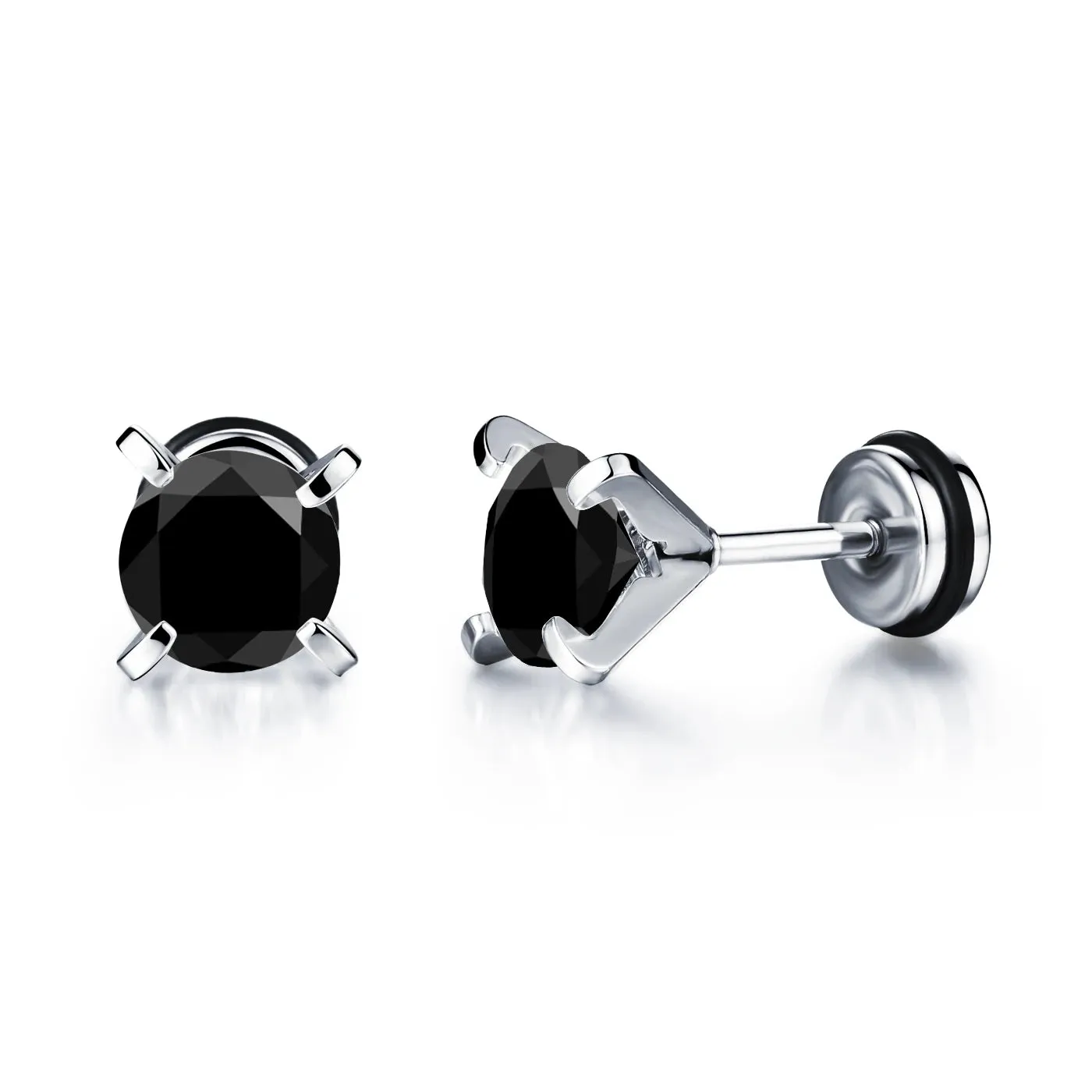 2021 Black Zircon Stainless Steel Stud Earrings – Punk Rock Ear Jewelry Accessories for Women and Men