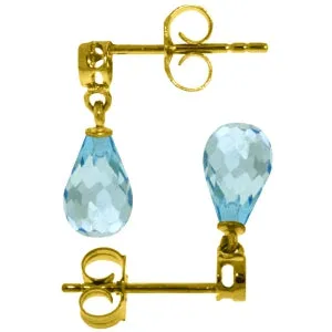 2.73 Carat 14K Solid Yellow Gold Breakthrough Blue Topaz Diamond Earrings