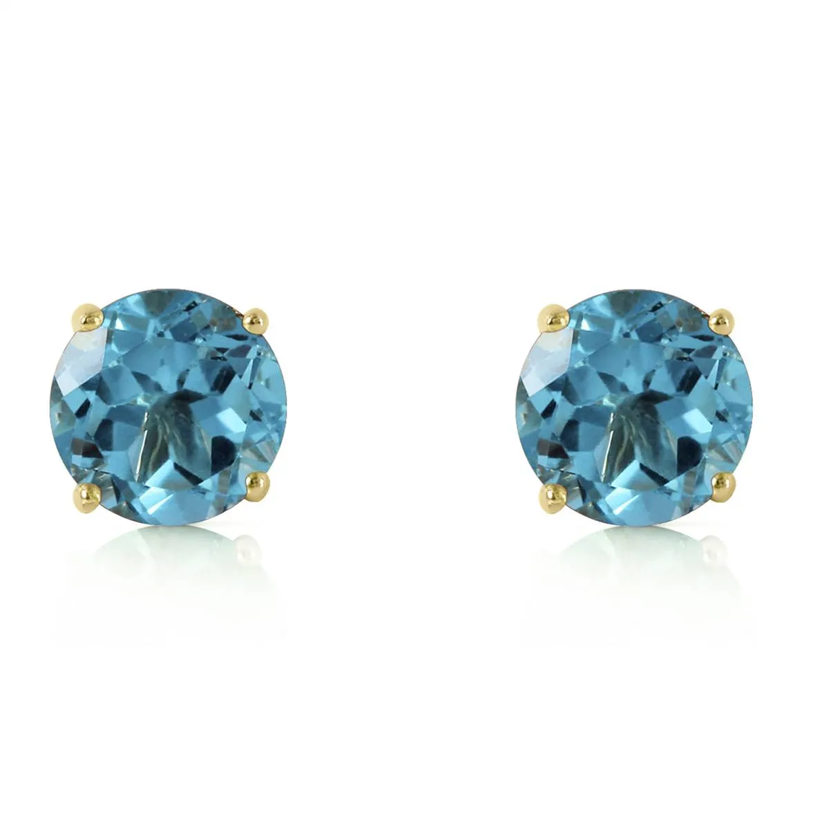 3.1 Carat 14K Solid Yellow Gold Shutting The Eye Blue Topaz Earrings