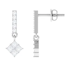 3/4 CT Contemporary Zircon Dangle Earrings in Gold