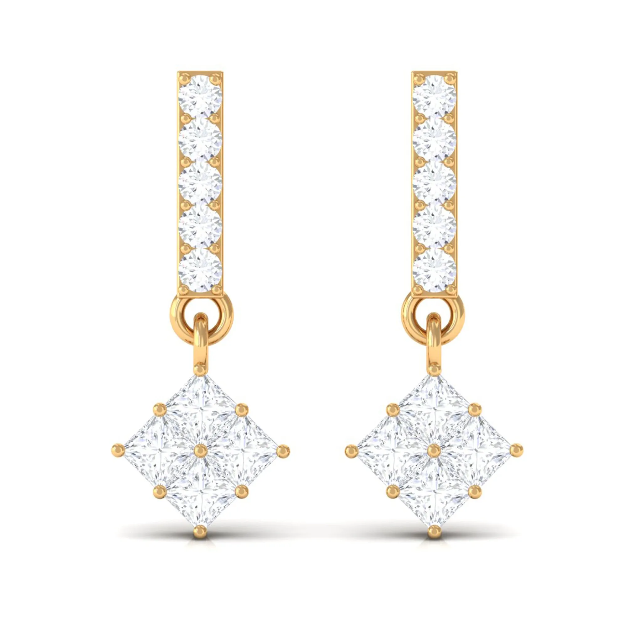 3/4 CT Contemporary Zircon Dangle Earrings in Gold