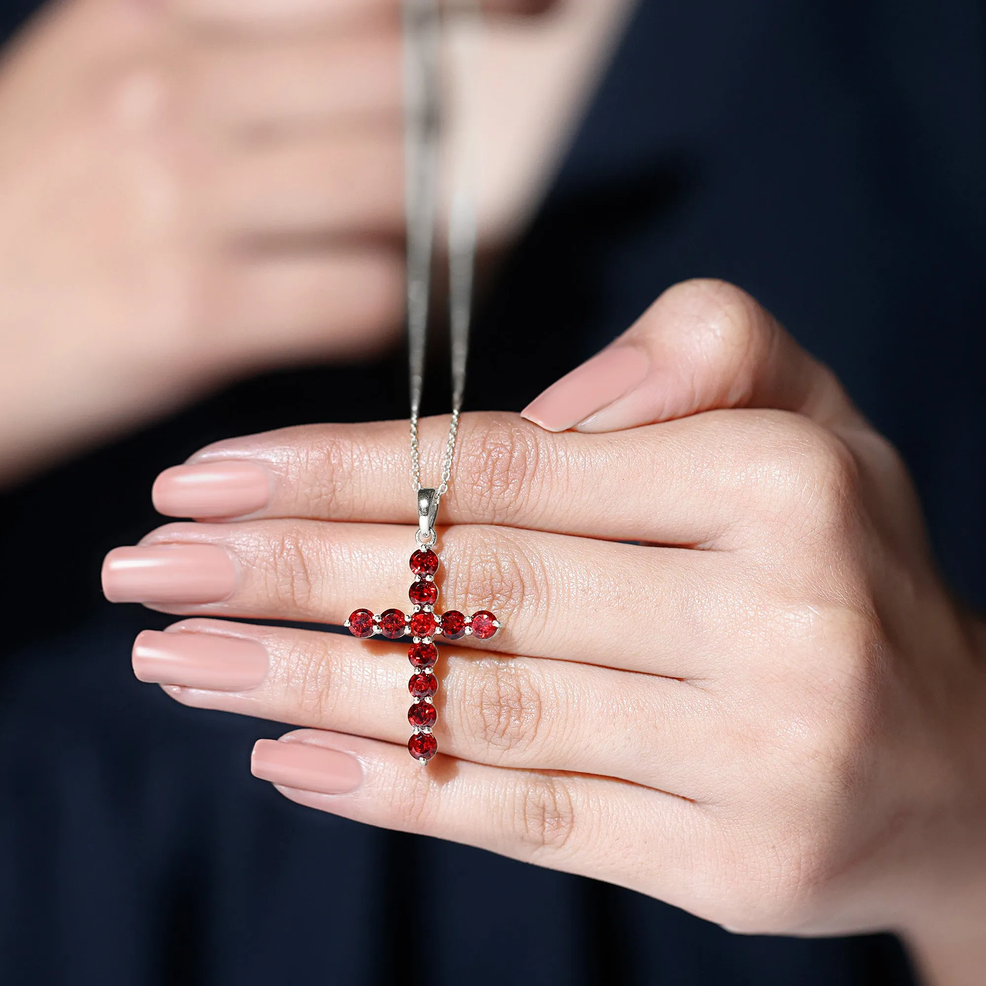 3.75 CT Simple Garnet Holy Cross Pendant