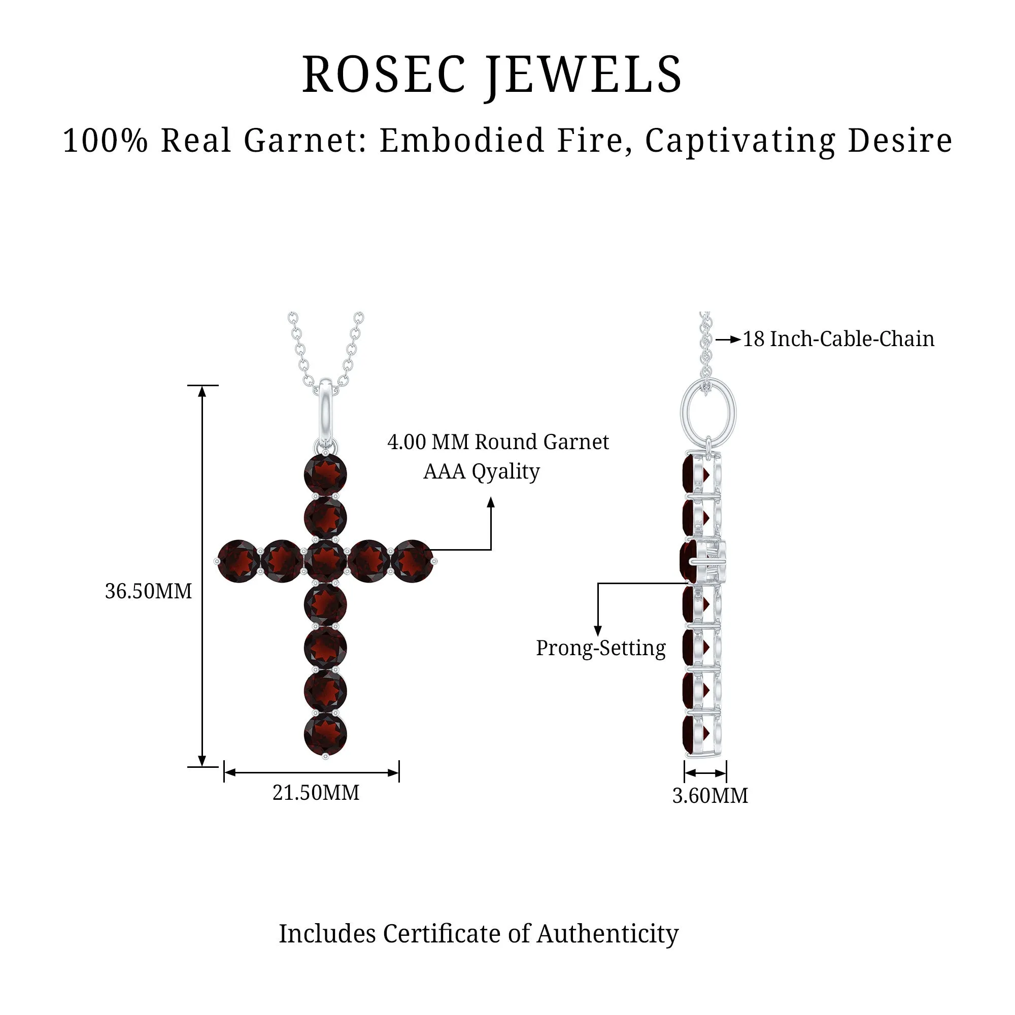 3.75 CT Simple Garnet Holy Cross Pendant