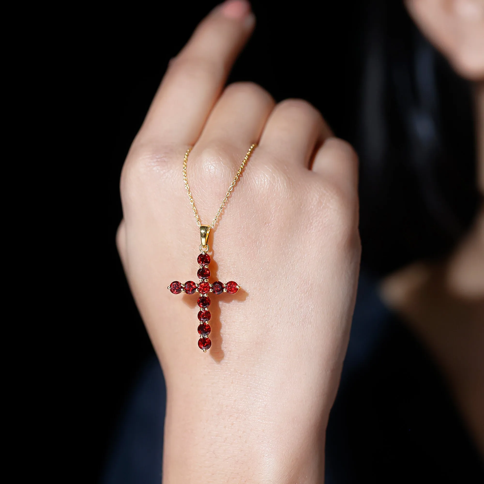 3.75 CT Simple Garnet Holy Cross Pendant