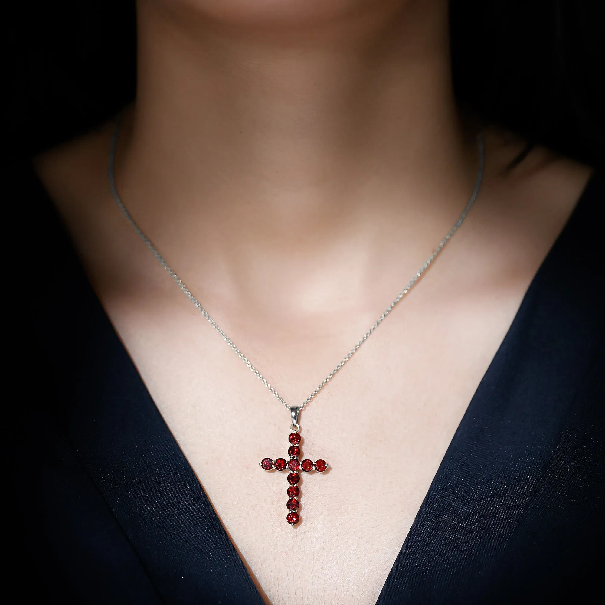 3.75 CT Simple Garnet Holy Cross Pendant