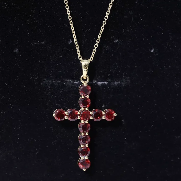 3.75 CT Simple Garnet Holy Cross Pendant