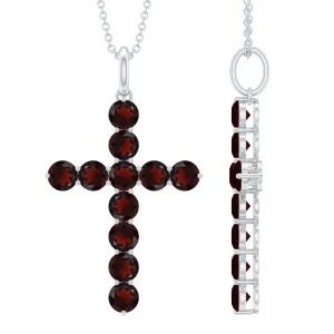 3.75 CT Simple Garnet Holy Cross Pendant