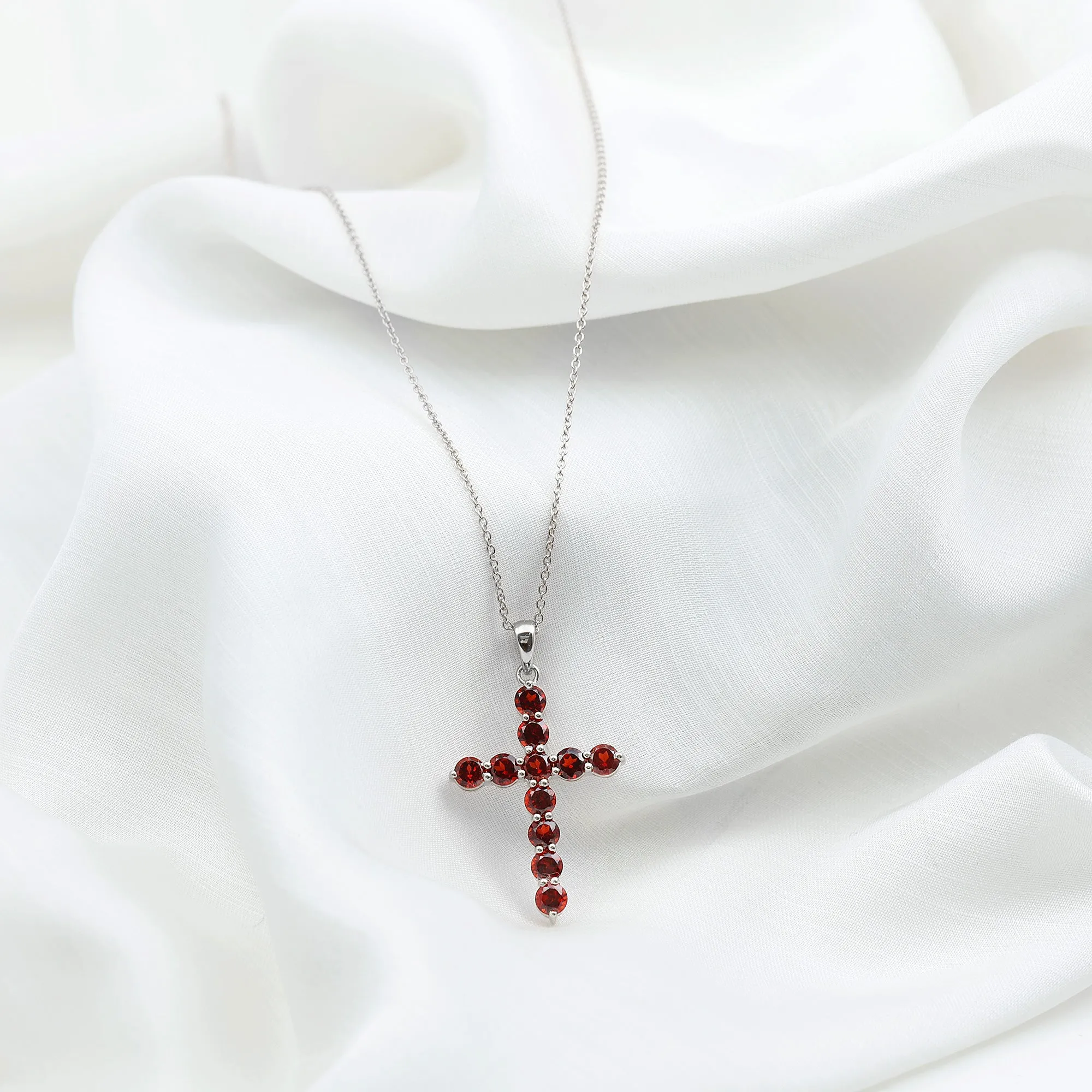 3.75 CT Simple Garnet Holy Cross Pendant