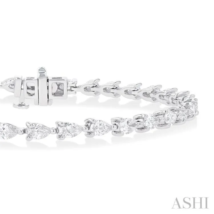 4 ctw East West Pear Cut Diamond Fashion Tennis Bracelet in 14K White Gold