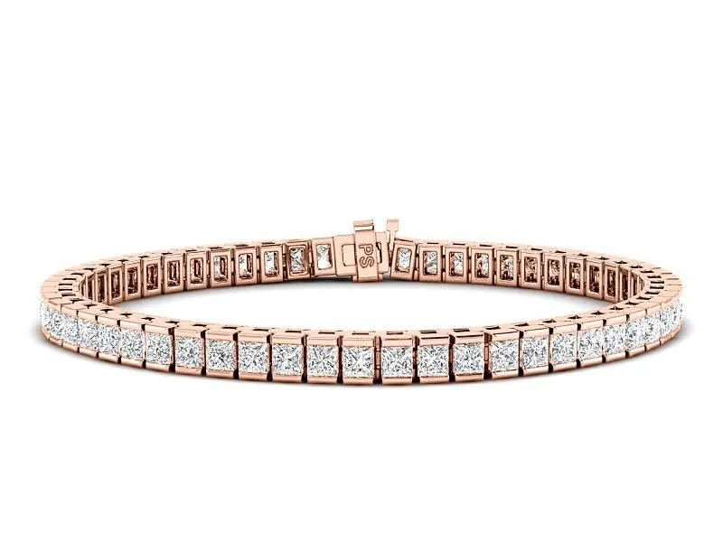 4.00-14.50 CT Princess Cut Lab Grown Diamonds - Tennis Bracelet