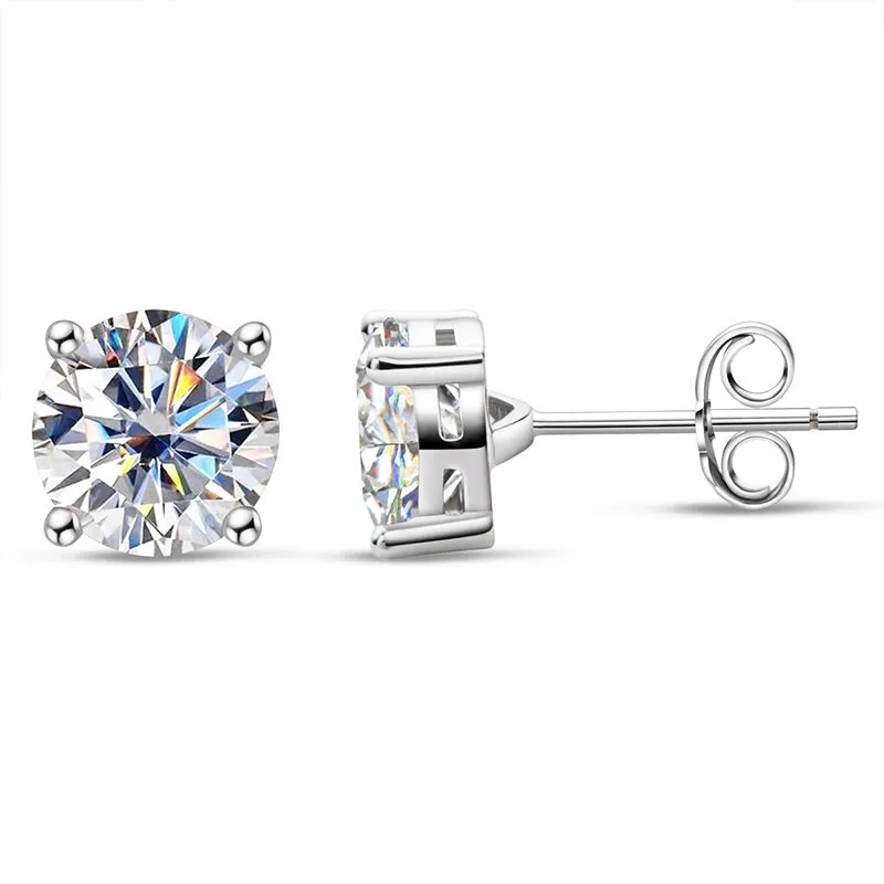 4.0CT D Color Moissanite Earrings 925 Sterling Silver Stud Earrings