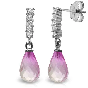 4.65 Carat 14K Solid White Gold Yearn For Joy Pink Topaz Diamond Earrings