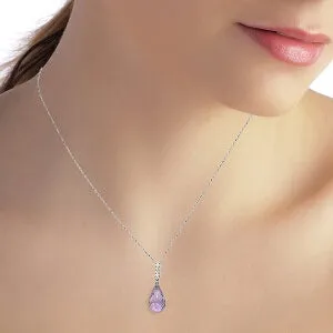 5.08 Carat 14K Solid White Gold Necklace Diamond Briolette Drop Amethyst