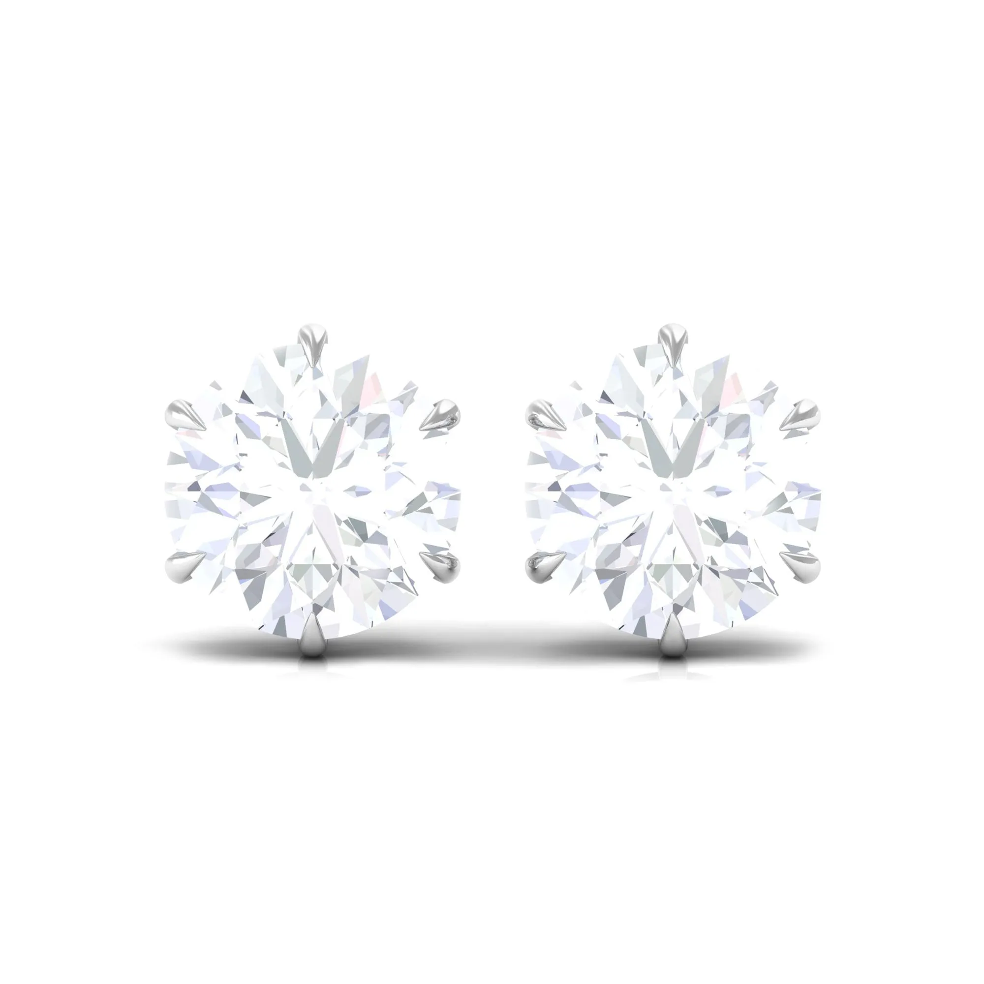 6 Claw Set Round Zircon Solitaire Stud Earrings