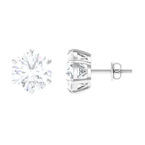 6 Claw Set Round Zircon Solitaire Stud Earrings