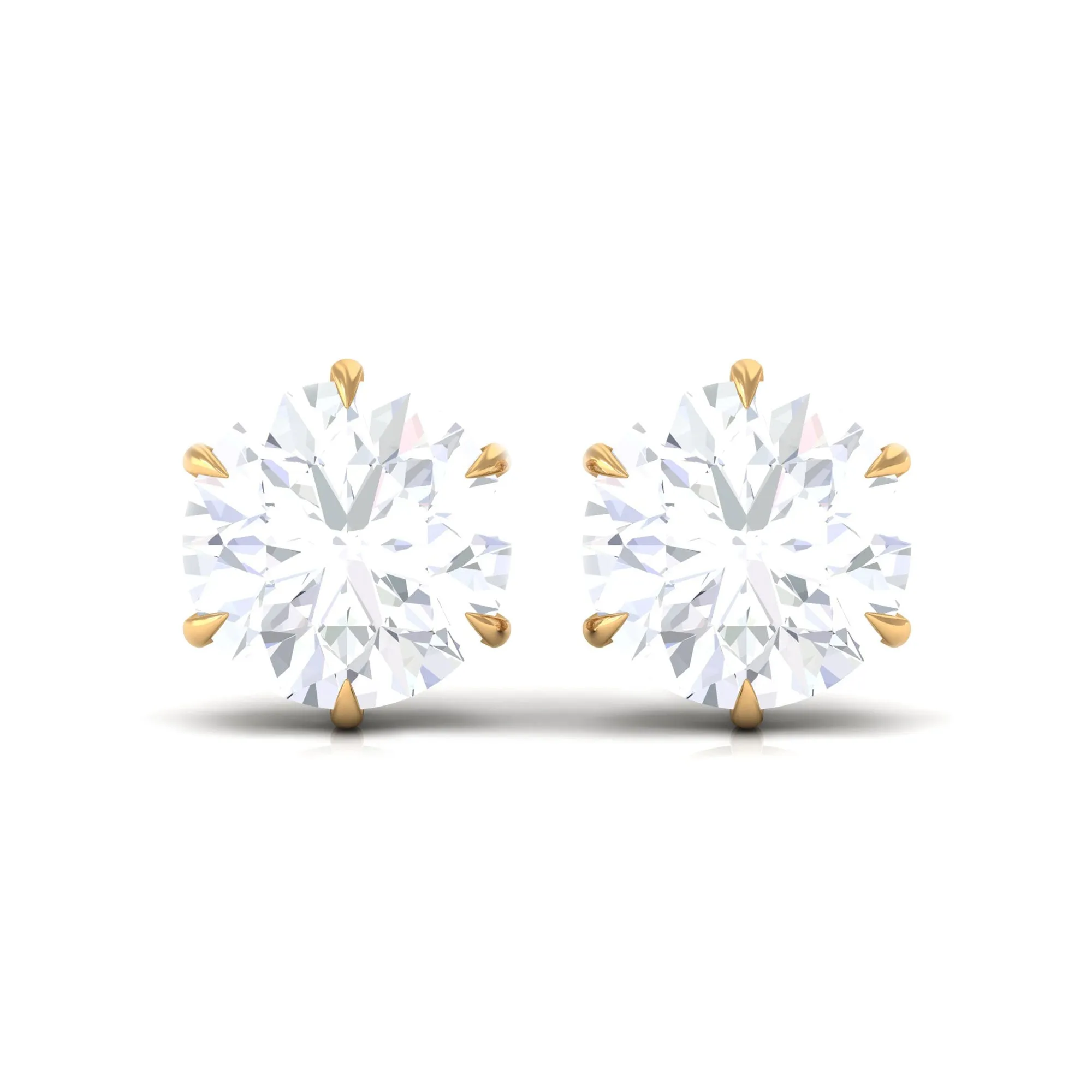 6 Claw Set Round Zircon Solitaire Stud Earrings