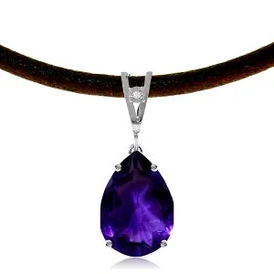 6.01 Carat 14K Solid White Gold Not Just Friends Amethyst Diamond Necklace