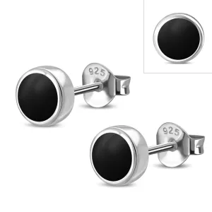 6.20mm | Black Onyx Sterling Silver Stud Earrings