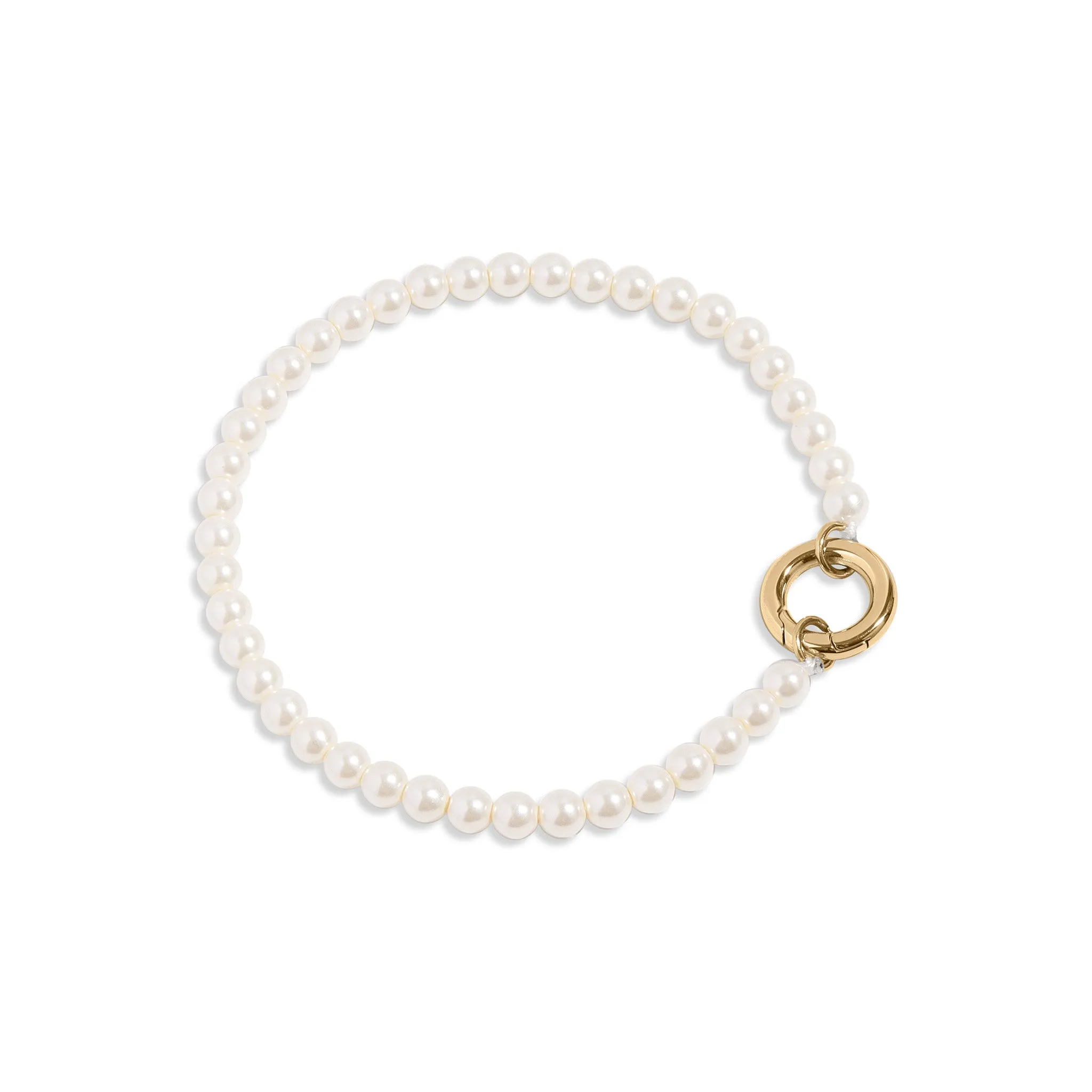 6.5" Glass Pearl Bracelet with Stainless Steel Charm Keeper / SBB0337