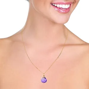 8.5 Carat 14K Solid Yellow Gold Magenta Passion Amethyst Necklace