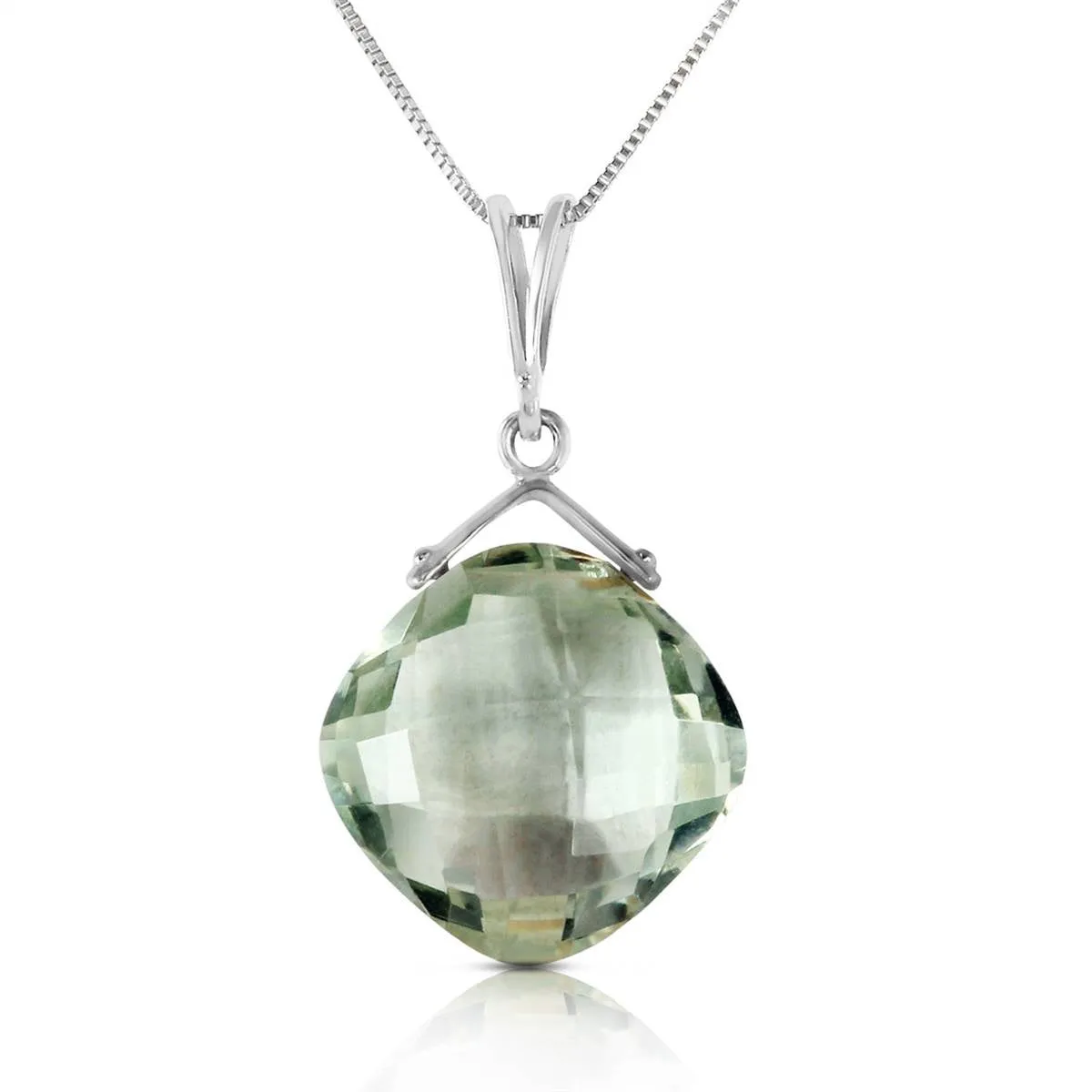 8.75 Carat 14K Solid White Gold Prove The Rule Green Amethyst Necklace